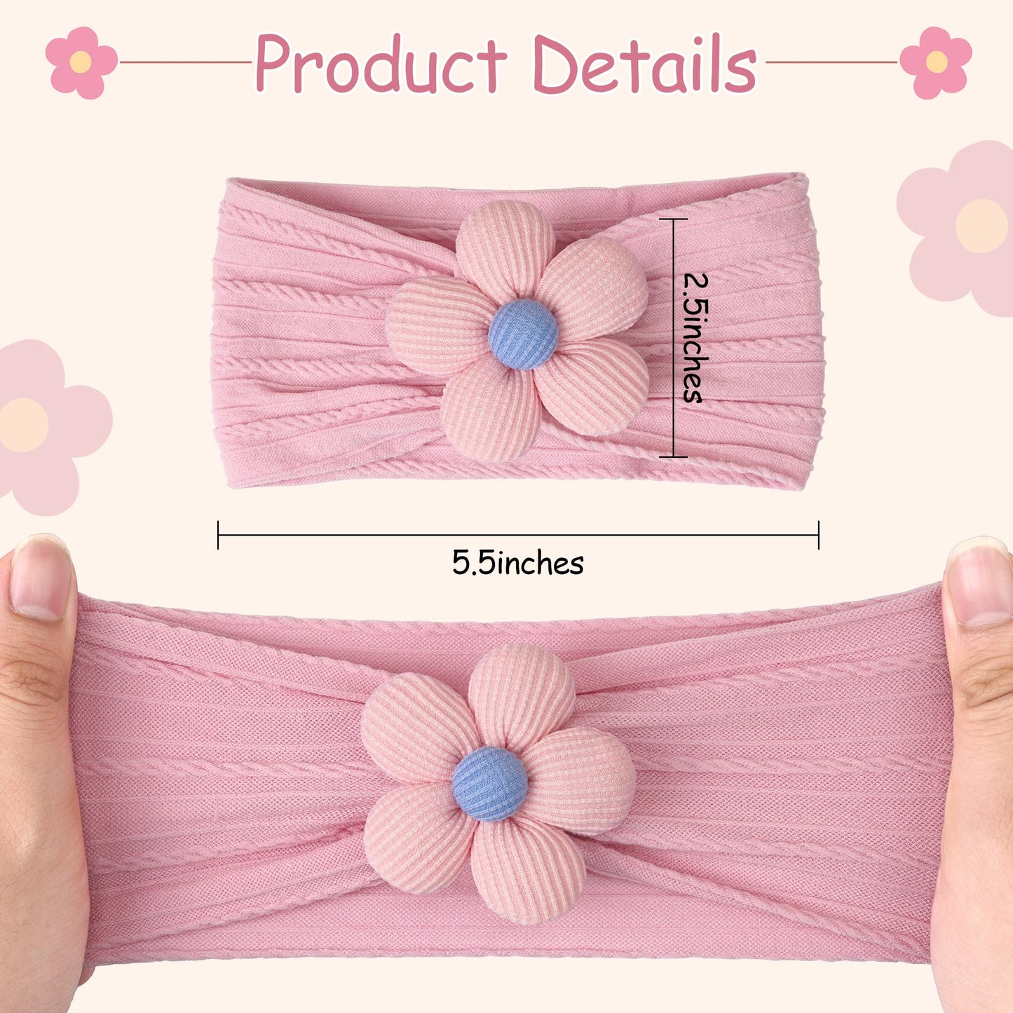 C  Llot 5 Pcs Baby Flower Headbands Baby Girls Nylon Headbands Soft Hairbands Hair Accessories For Newborn Infant Toddler Kids(P
