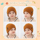 Durio Toddler Hat Girl Boy Toddler Winter Hat Knit Toddler Beanie Thick Warm Soft Toddler Girl Beanie I Grey & Pink & White 0-3T