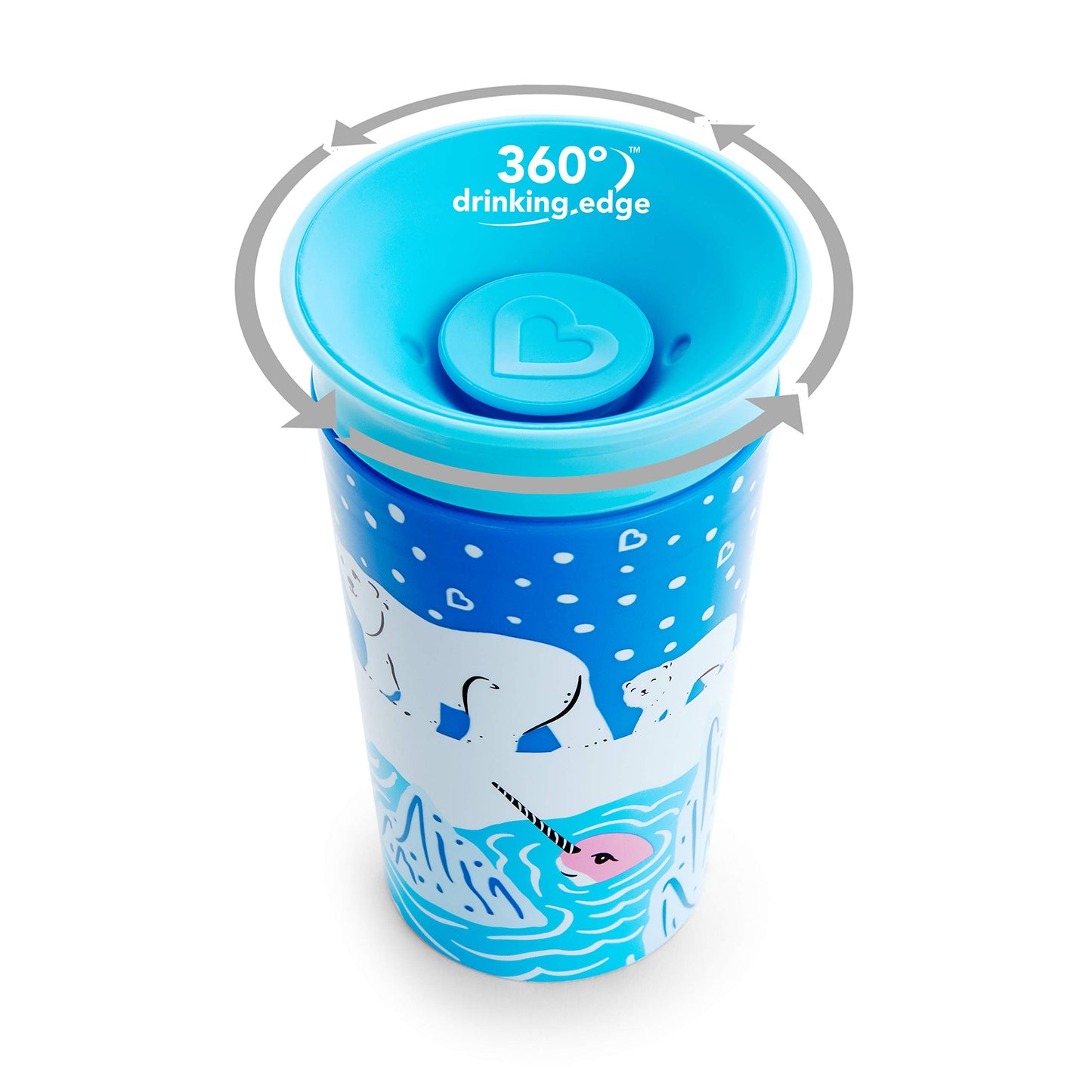 Munchkin Miracle 360 Wildlove Sippy Cup, 9 Ounce, 2 Pack, Polar Bear/Orca