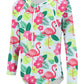 Uideazone Girls Rash Guard Swimsuit 3D Printed Flamingo One Piece Bathing Suit With Zipper Long Sleeve Swimwear For Swimming Poo