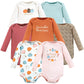 Hudson Baby Unisex Baby Cotton Long-Sleeve Bodysuits, Happy Fall 7-Pack, 18-24 Months