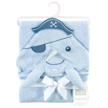 Hudson Baby Unisex Baby Cotton Animal Face Hooded Towel, Narwhal, One Size