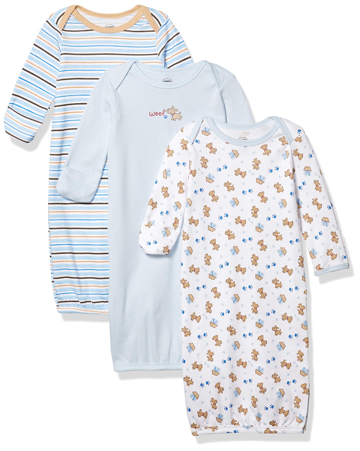 Luvable Friends Unisex Baby Cotton Gowns, Blue, Preemie-Newborn