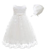 Glamulice White Baby-Girls Newborn Satin Baptism Dress Elegant Lace Cap Flower Christening Gown 0-6 Infant Formal Party Wedding