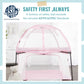 Dream On Me Ziggy Square Playpen With Canopy | Baby Playpen | Portable And Lightweight | Playpen For Babies And Toddler | Pink