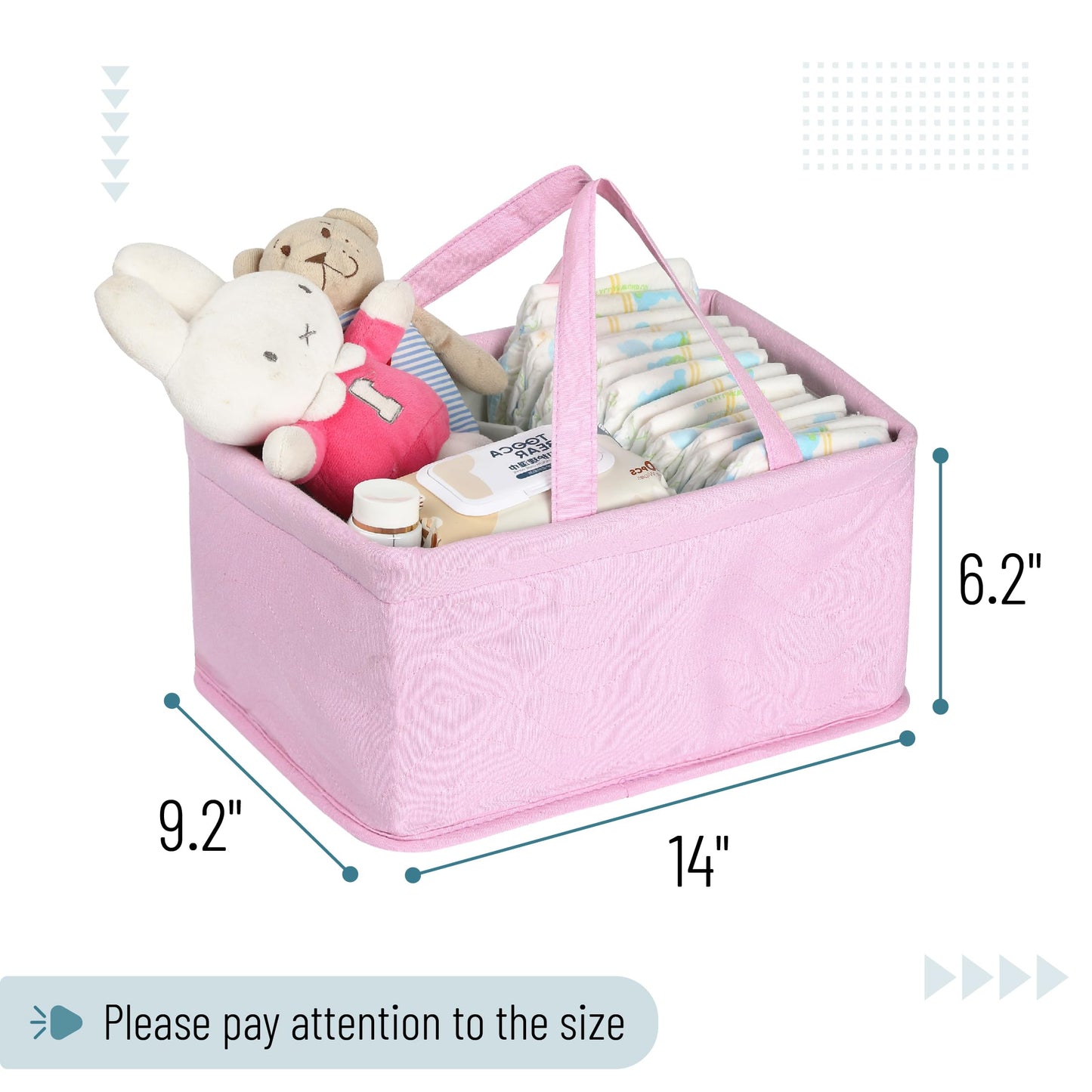 Mr. Pen Baby Diaper Caddy Organizer, Pink Quilted Fabric, Car Diaper Caddy, Portable