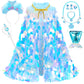 Limiroler Princess Dress Up Toys Princess Dress Up Clothes Rainbow Mermaid Cape Kit 9 Pcs Gift Set For Little Girls 3-8 Years Ol