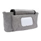 Stroller Cup Holder Storage Bag, Large Capacity Save Space Stroller Organizer for Outdoor Diaper (Grey)