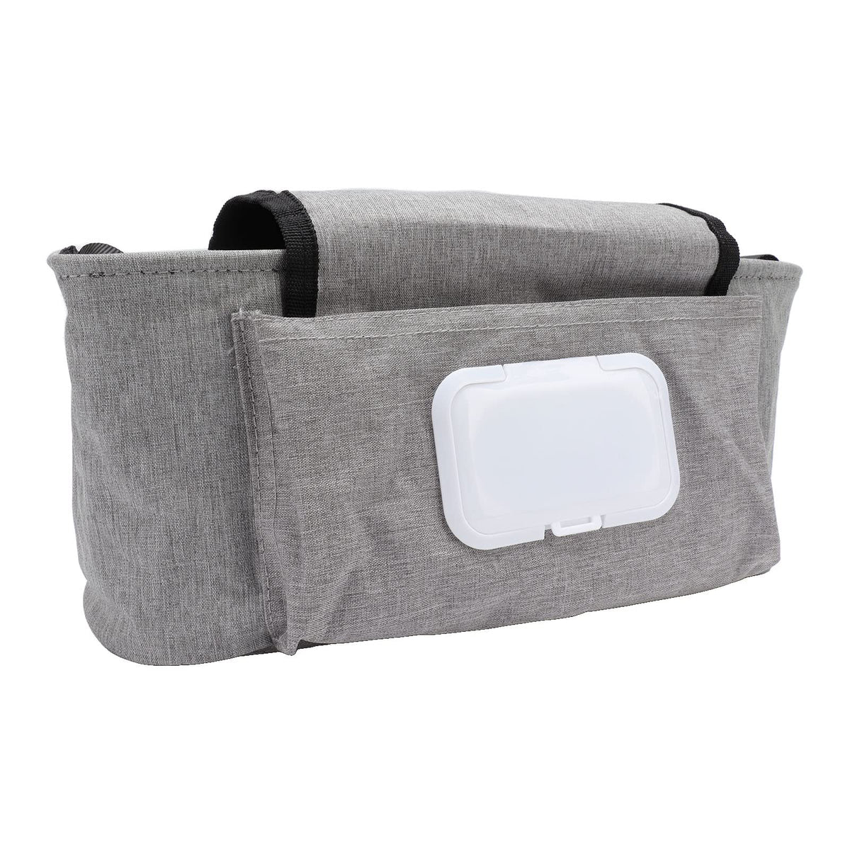Stroller Cup Holder Storage Bag, Large Capacity Save Space Stroller Organizer for Outdoor Diaper (Grey)