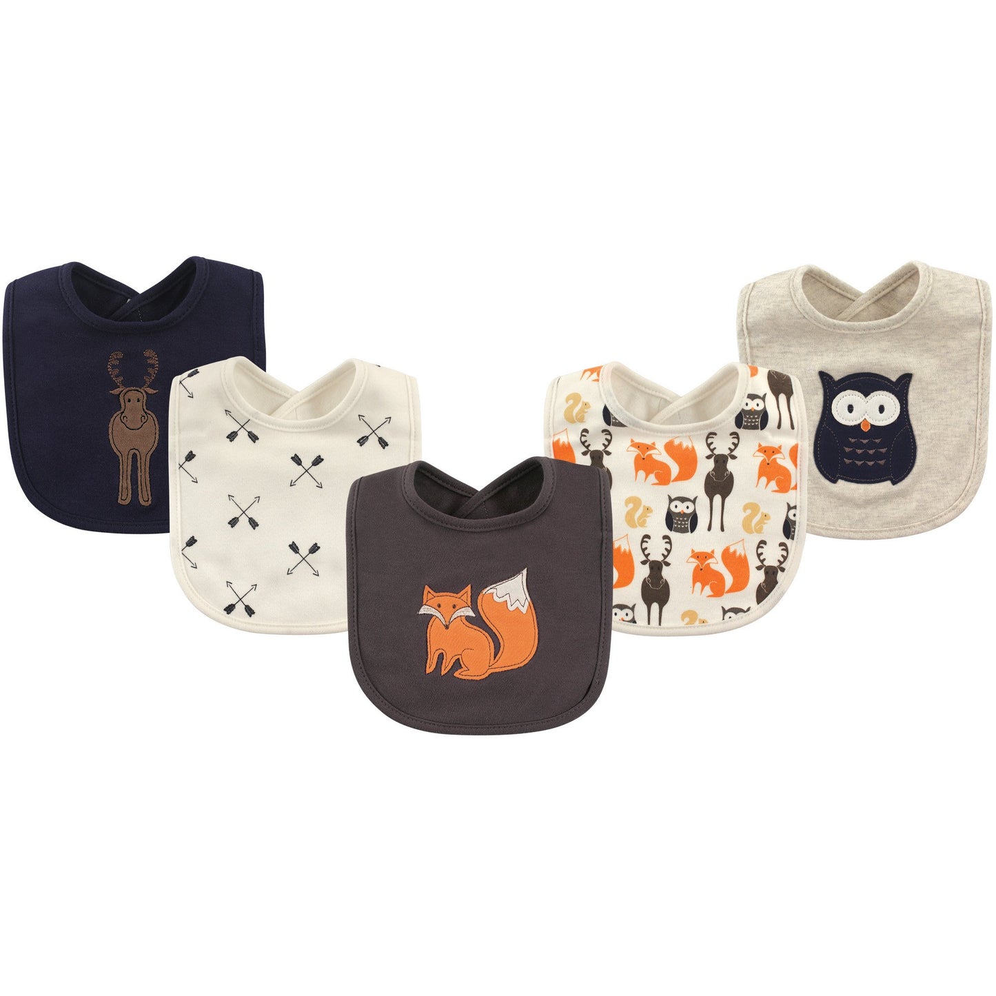 Hudson Baby Unisex Baby Cotton Bibs, Forest, One Size