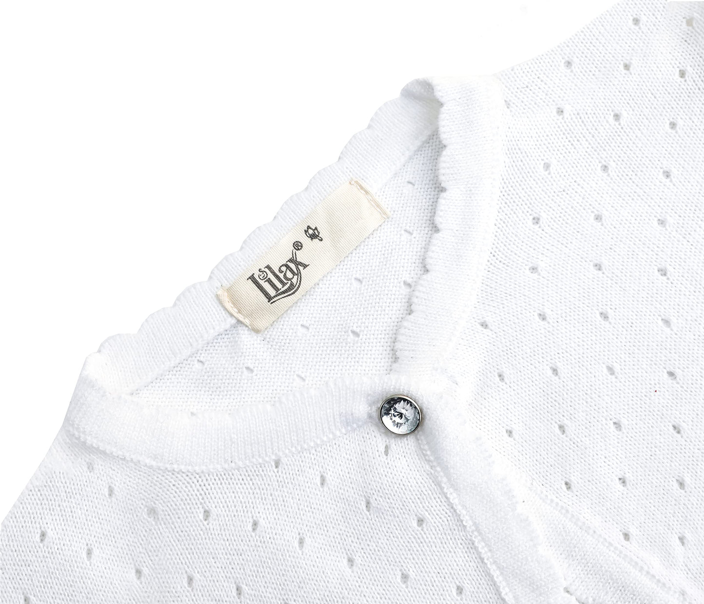 Lilax Baby Girls' Knit Long Sleeve One Button Closure Bolero Shrug 3-6 Months White