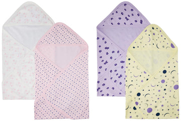 Amazon Brand  Solimo Hooded Baby Towel/ Wrapper, Pack of 4 (508.0mm L X 610.0mm W)