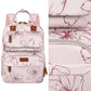 Legestori Floral Printed Diaper Backpack For Moms - Large Pink Bag With Insulated Pockets And Stroller Straps For Baby Girls