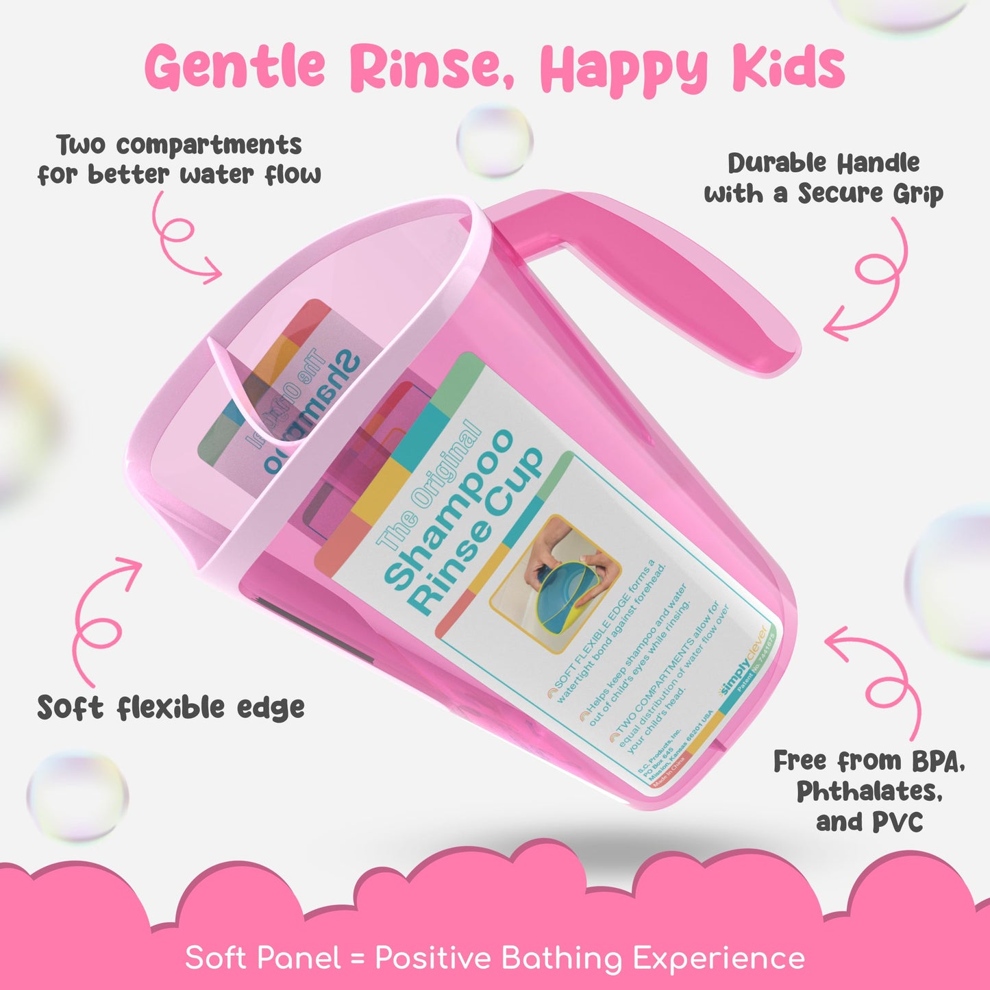 S.C. Products, Inc. Baby Bath Rinse Cup Tear Free Bathing Experience With Baby Bath Cup - Soft Flexible Edge With Comfortable Ha