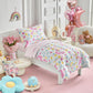 Unicorn Toddler Bedding Set for Girls Light Pink Unicorn Flowers 4PC Toddler Bed Set - Soft Blue Yellow Floral Rainbow Cute Prin