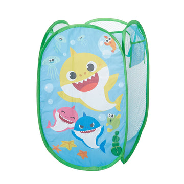 Idea Nuova Baby Shark Pop Up Hamper Storage Bin With Durable Carry Handles, 21' H X 13.5' W X 13.5' L