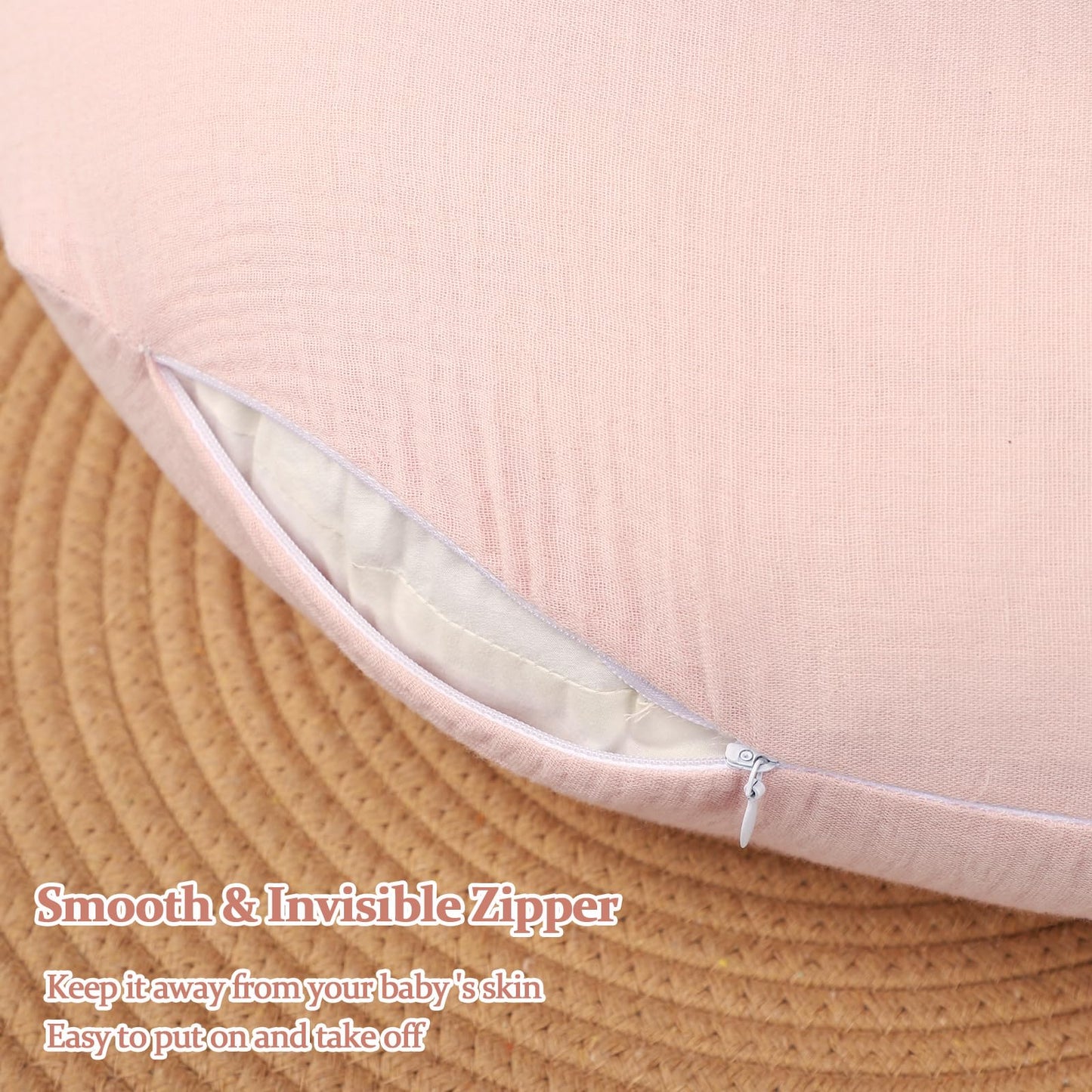 Baby Nursing Pillow Cover, Removeable Breastfeeding Pillow Slipcover, Muslin Nursing Pillow Case For Newborn Boys Girls, Soft Fa