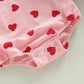 Engofs Newborn Baby Girl Boy Valentine'S Day Outfit Long Sleeve Hearts Sweatshirt Romper With Headband Fall Winter Clothes Pink