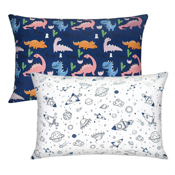 Print Toddler Pillowcases 2 Piece - Fits Toddler Travel Pillow 14 X 19-100% Jersey Cotton Baby Bedding Pillow Cover, Cartoon Pil