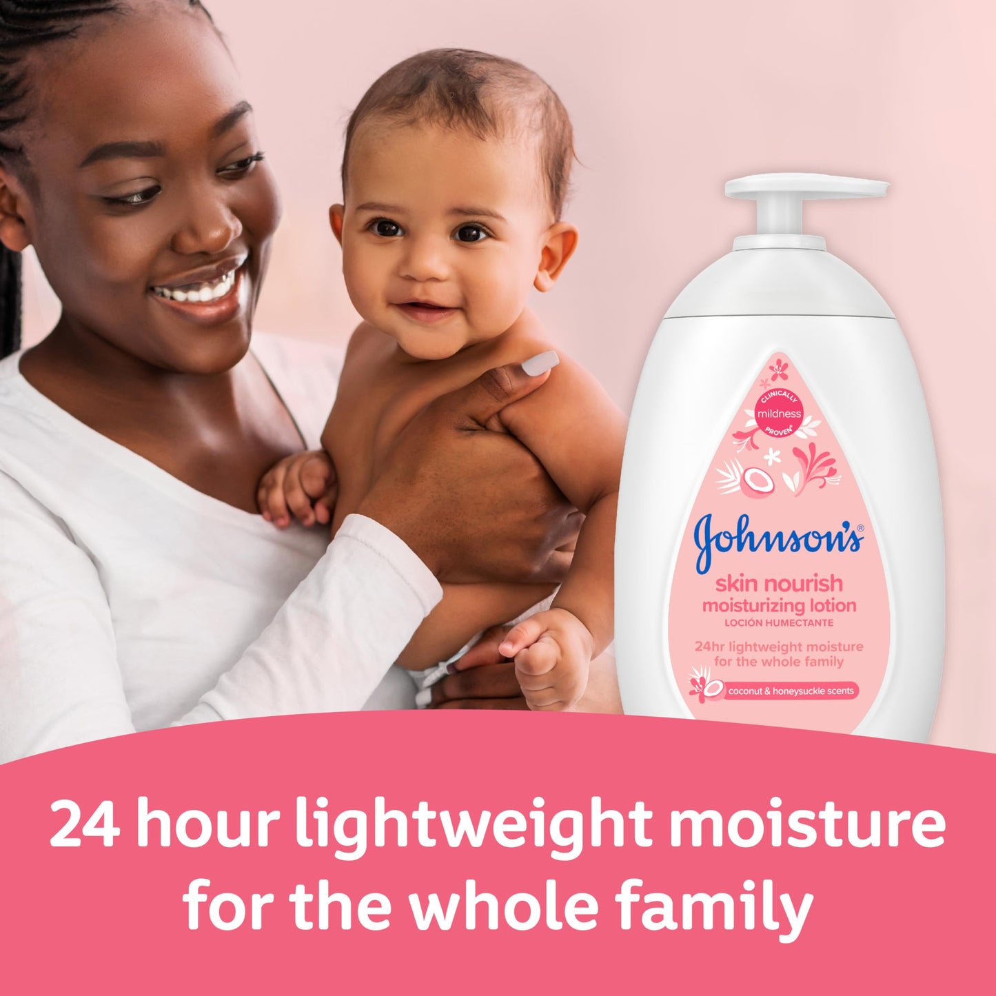 Johnson'S Skin Nourish Moisturizing Baby Lotion For Dry Skin With Coconut & Honeysuckle Scents, Gentle, Lightweight Body Lotion