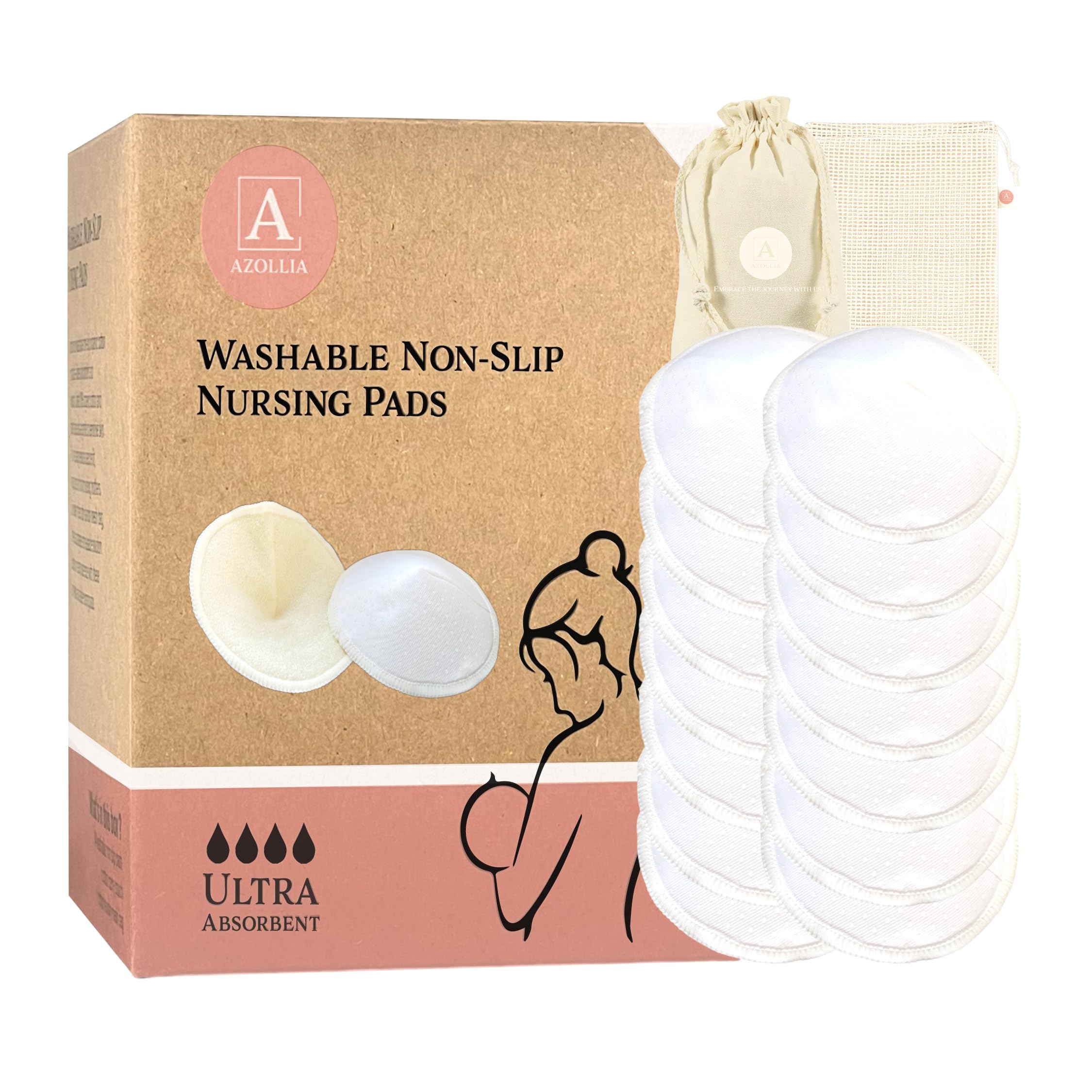 Azollia Non-Slip Nursing Pads, 14 Washable Organic Cotton Leakproof Br – Cutebab WBCBBB0CWVDHT5P