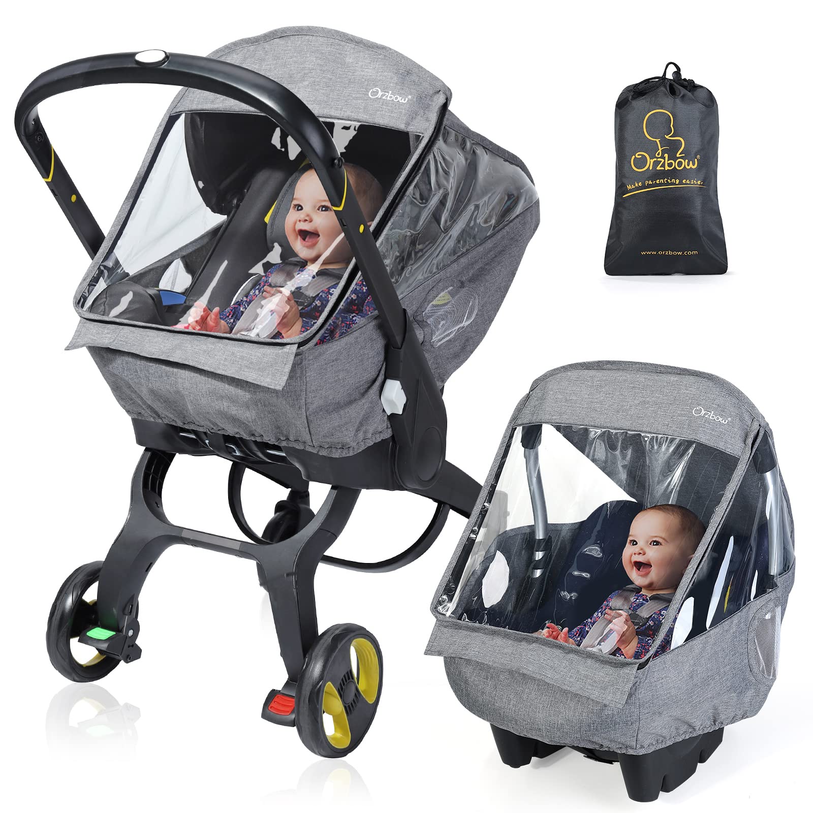 Universal Car Seat Rain Cover,Weather Shield For Infant Car Seat With Storage Bag,Side Ventilation & Handle Opening,Necessary Pr