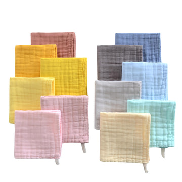 Mukin Colorful Baby Washcloths - Muslin Cotton Wash Cloths For Babies, Ultra Soft Newborn-Toddler-Infant-Child Washcloths Burp C