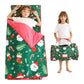 Lasoftan Christmas Toddler Nap Mat with Pillow and Blanket, Extra Large Rolled Napping Mats,Slumber Bags for Boys Girls,Kids Sle