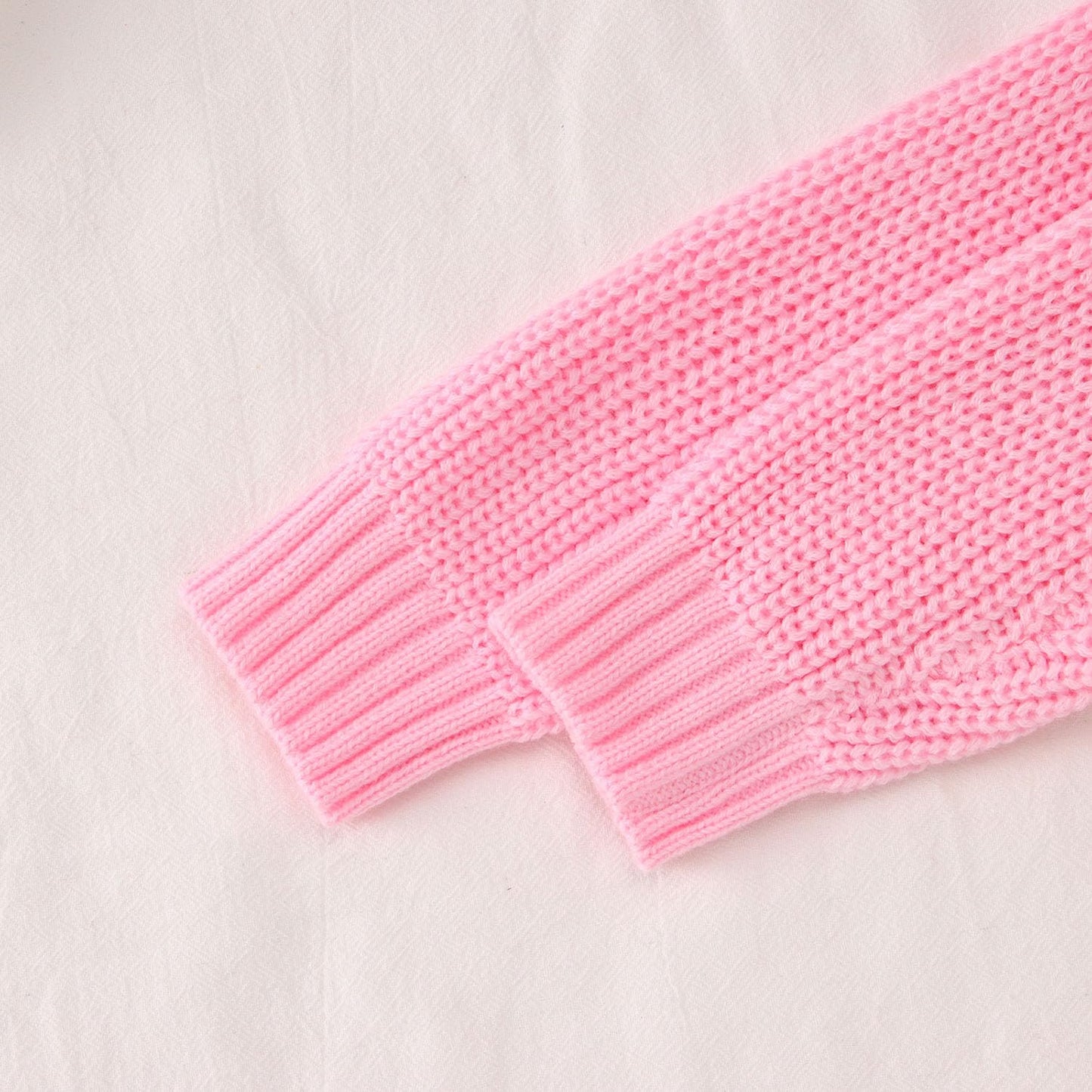 Toddler Girl Valentine'S Day Sweater Xoxo Chenille Patch Knit Sweater Chunky Long Sleeve Pullover Fall Winter Tops(Pink,2T(80))