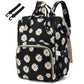 Yusudan Floral Diaper Bag Backpack For Baby Girls Boys, Flowers Mom Nappy Bags For Women (Daisy Black)