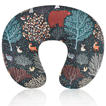 Baby Nursing Pillow Cover, Woodland Breastfeeding Pillow Slipcover Girls Boys, Nursing Pillow Case for Newborn, Soft Fabric Fits Snug On Infant, Washable and Breathable, Animals