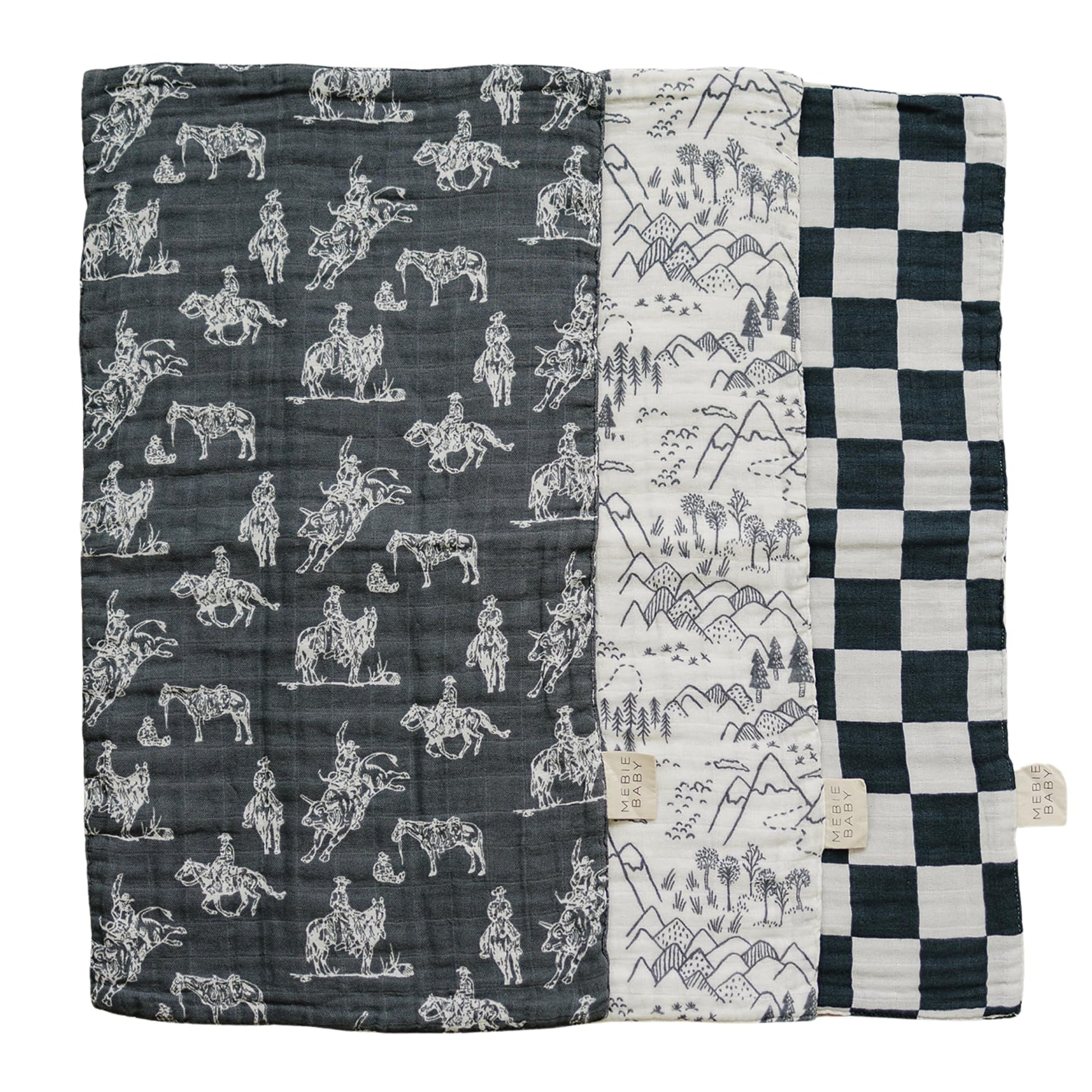 Mebie Baby Burp Cloths, Western, Muslin Burp Cloth Set for Spit Up, Drool, and More, Boho Burp Cloths for Baby Boy and Girl, Bab