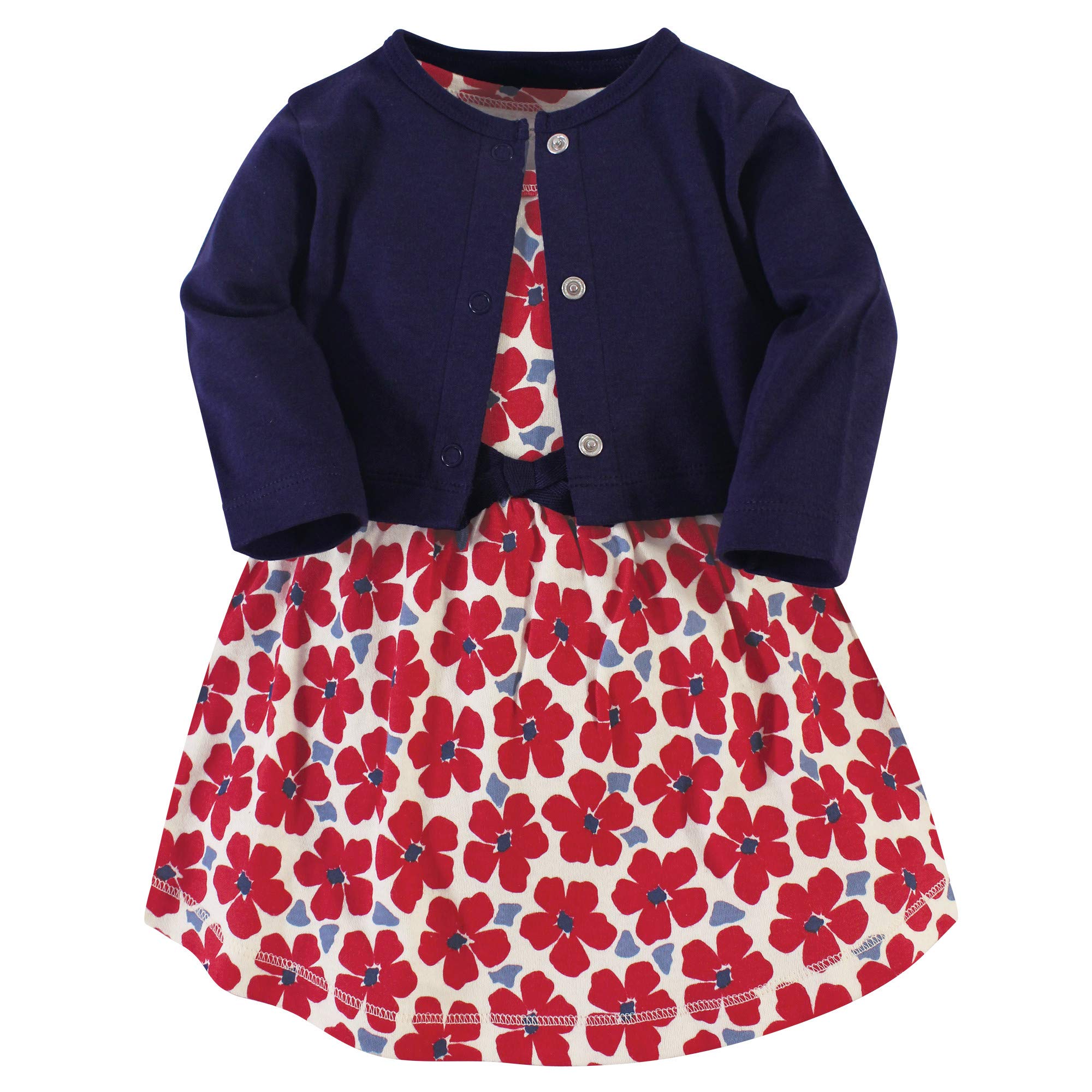 Touched By Nature Baby Girls Organic Cotton And Cardigan Casual Dress, Red Flowe WBBAPB07T4JNNS7