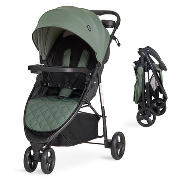 Evolur Breeze Stroller in Green, Adjustable Backrest & Canopy, Compact Fold Lightweight Baby/Toddler Stroller with Storage Baske
