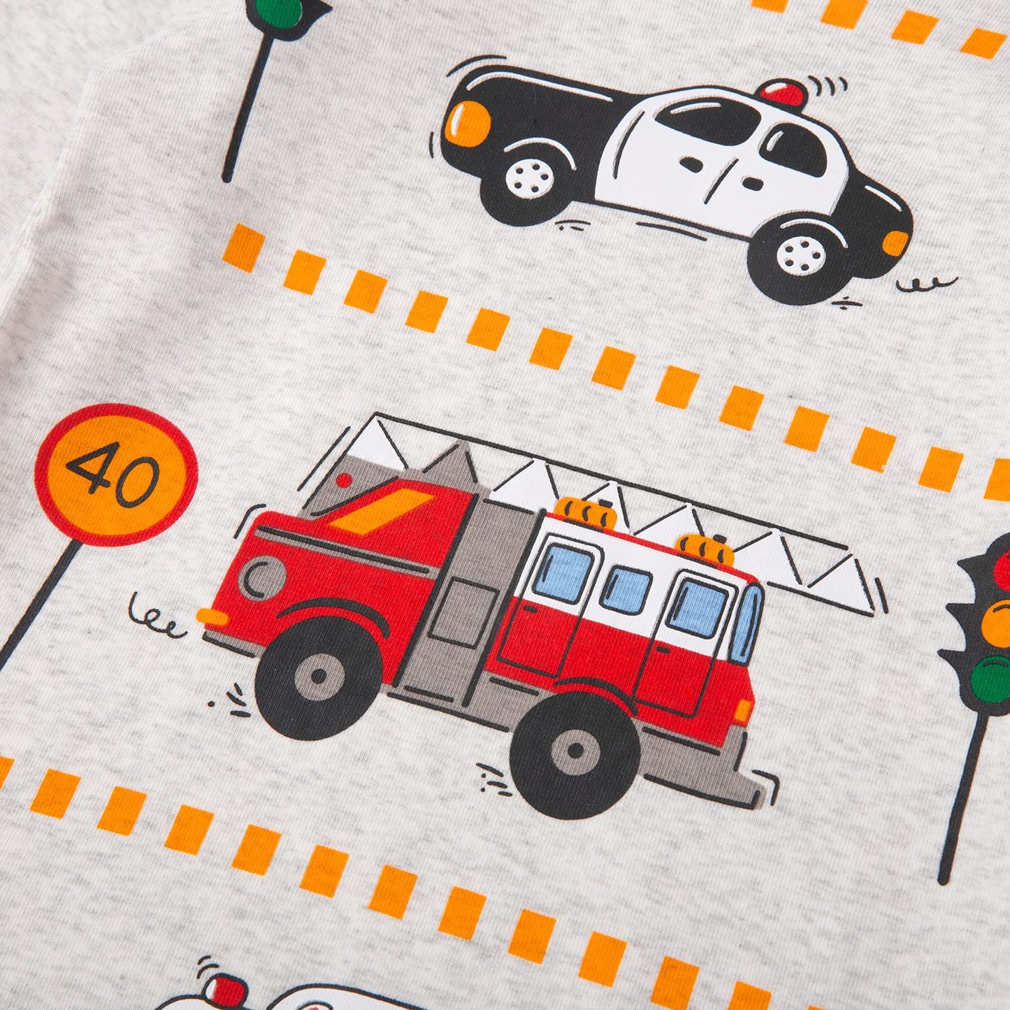 Popshion Boys Pajamas Fire Truck Long Sleeve Cotton Pj Toddler Clothes Set Winter Sleepwear 2 Piece Kids Police Car Pjs 5T