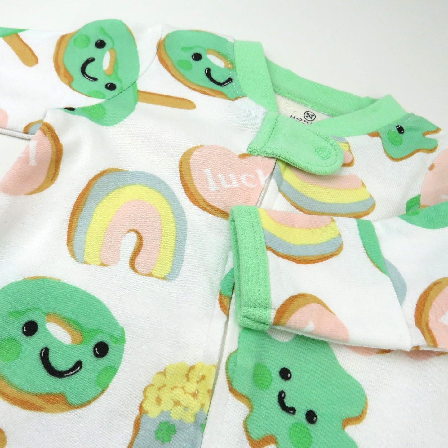 Honestbaby Baby Celebration Sleep & Play Footed One-Piece Pajama Sleeper 100% Organic Cotton, Shamrock Sweetness