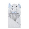 Hudson Baby Unisex Baby Cotton Animal Face Hooded Towel, Blue Dots Gray Elephant, One Size