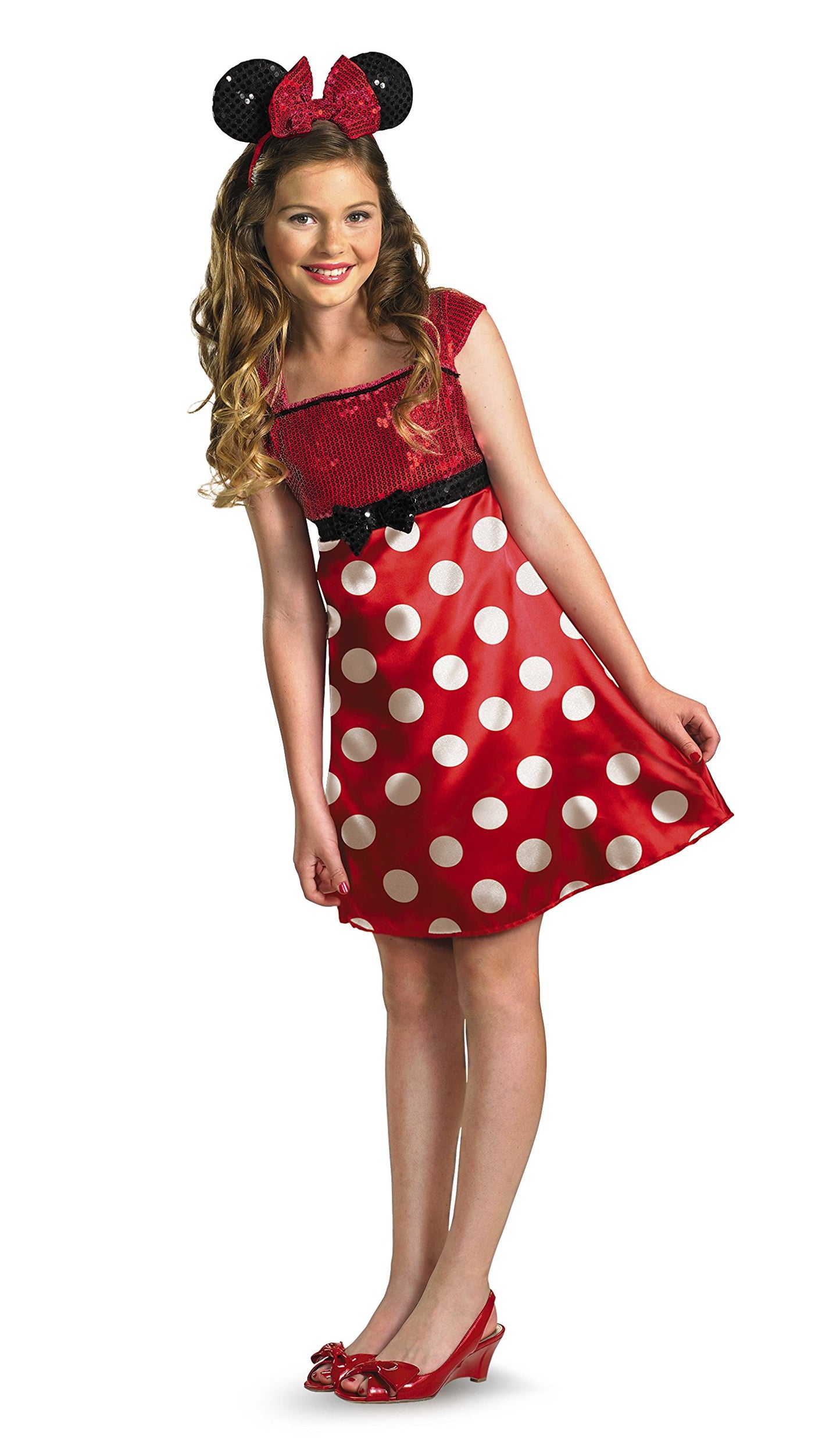 Disguise Girls Disney Minnie Mouse Clubhouse Tween Costume ,Red/White/Black ,M (7-8)