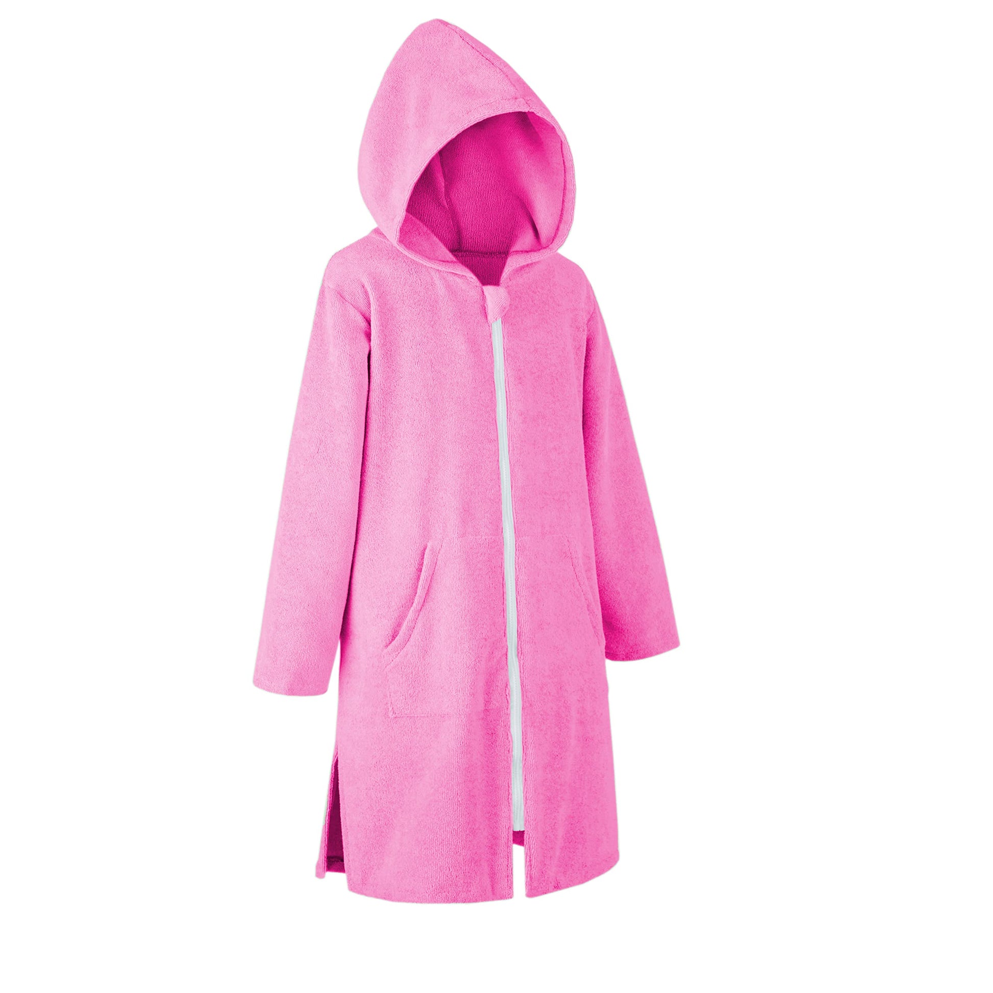Missshorthair Towel Poncho For Kid, Zipper Beach Cover Up With Hood, Swim Changing Robe For Boy, Girls Bath Towel Robe Zipper St