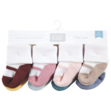 Hudson Baby Unisex Baby Cotton Rich Newborn And Terry Socks, Soft Earth Tone Shoes, 6-12 Months