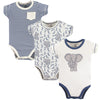 Touched By Nature Unisex Baby Organic Cotton Bodysuits, Elephant 3-Pack, 18-24 Months