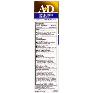 A+D Overnight Healing Diaper Rash Ointment - Soothes, Protects & Relieves Diaper Rash Overnight With Lavender & Colloidal Oatmea