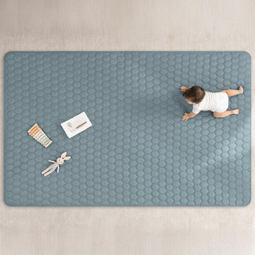 Comfy Cubs Rectangle Kids Play Mat - Large 60 X 96 Inches Soft Quilted Baby Floor Mat With Non-Slip Bottom - Plush Design For To