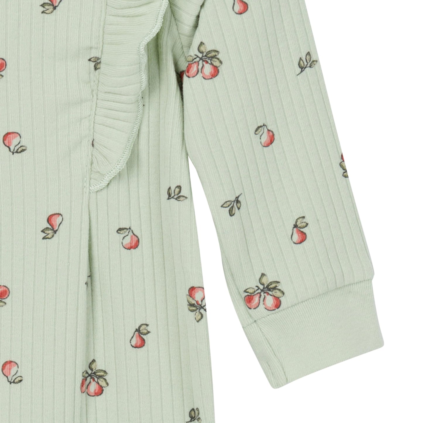 Gerber Baby Girls' Ruffle-Edge Romper, Green Pears, 24 Months