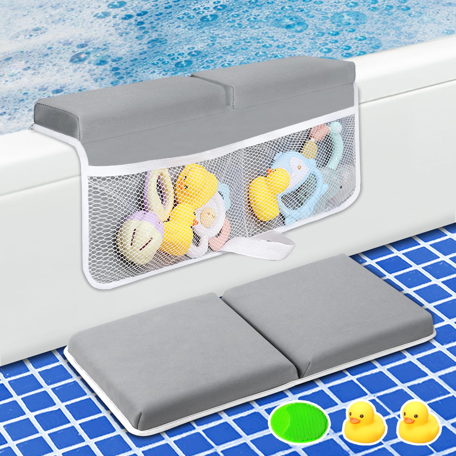 Bath Kneeler And Elbow Rest Pad Set, Quick Dry Baby Bath Kneeling Pad Thick Soft Non-Slip Baby Bathtub Mat For Baby Bathing, Bab