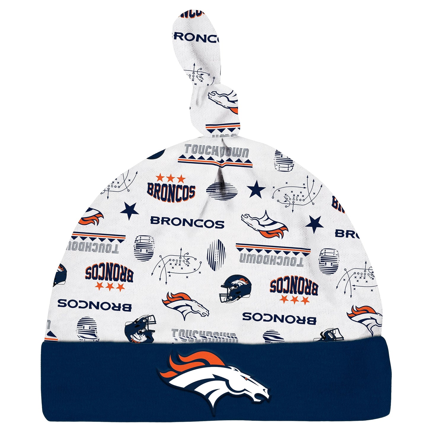 Gerber Nfl Denver Broncos 3 Pack Bodysuit Sleep N Play Footie Cap Registry Gift Set, Blue/White/Orange Denver Broncos, 3-6M