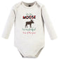 Hudson Baby Unisex Baby Cotton Long-Sleeve Bodysuits Moose Wonderful Time, 9-12 Months