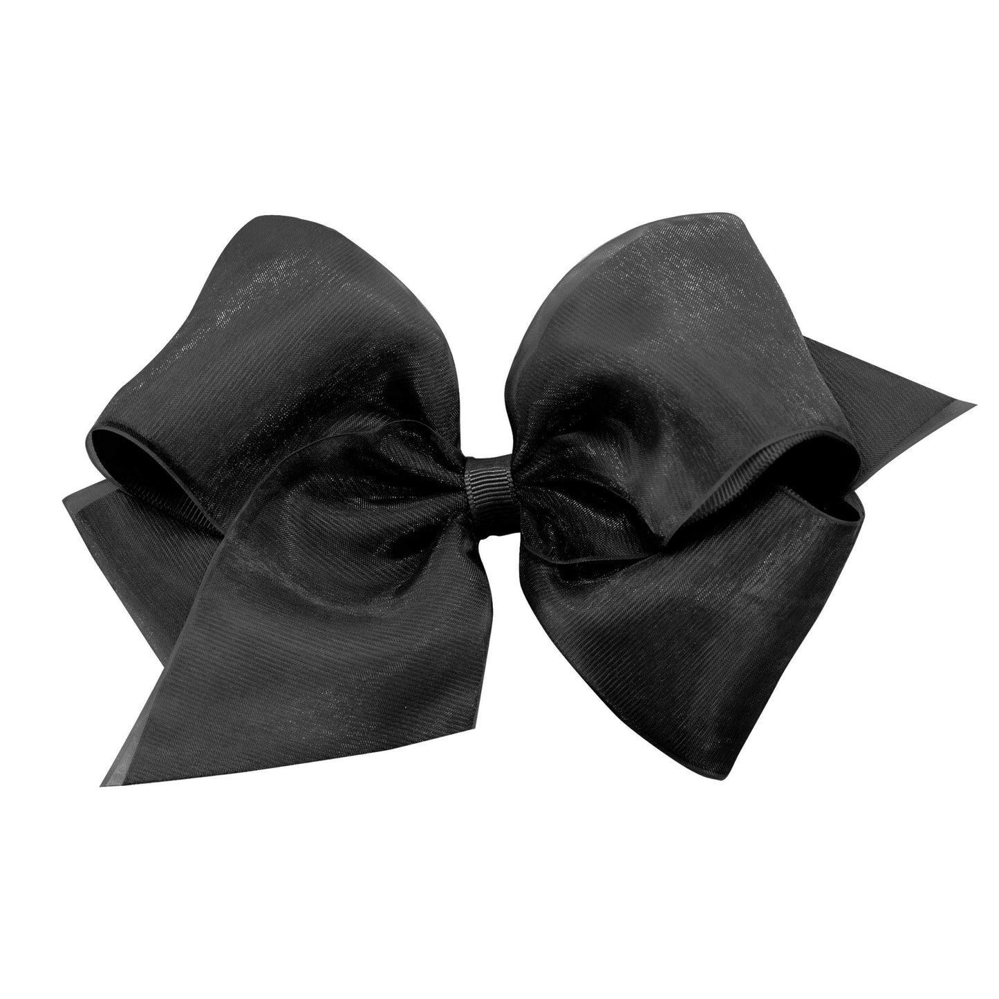 Wee Ones Girls' Grosgrain Hair Bows with Organza Overlay on a WeeStay Clip, King, Black