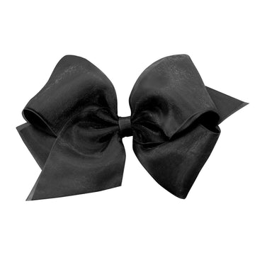 Wee Ones Girls' Grosgrain Hair Bows with Organza Overlay on a WeeStay Clip, King, Black
