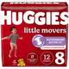 Huggies Size 8 Diapers, Little Movers Baby Diapers, Size 8 (46+ lbs), 12 Ct, Packaging May Vary